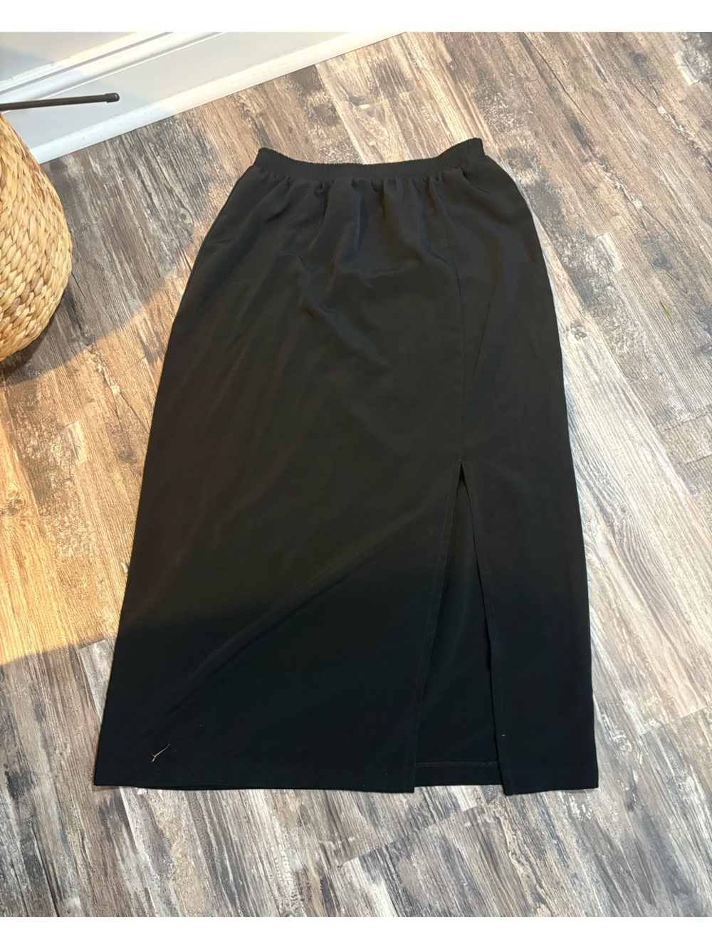 Women's Black Midi Skirt with Side Slit